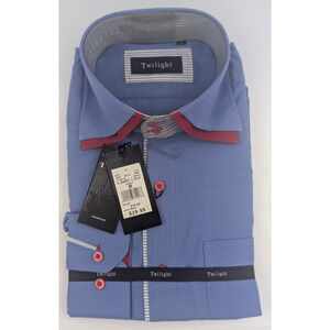 Mens Twilight Long Sleeve Dress Shirt Fancy Blue Red M